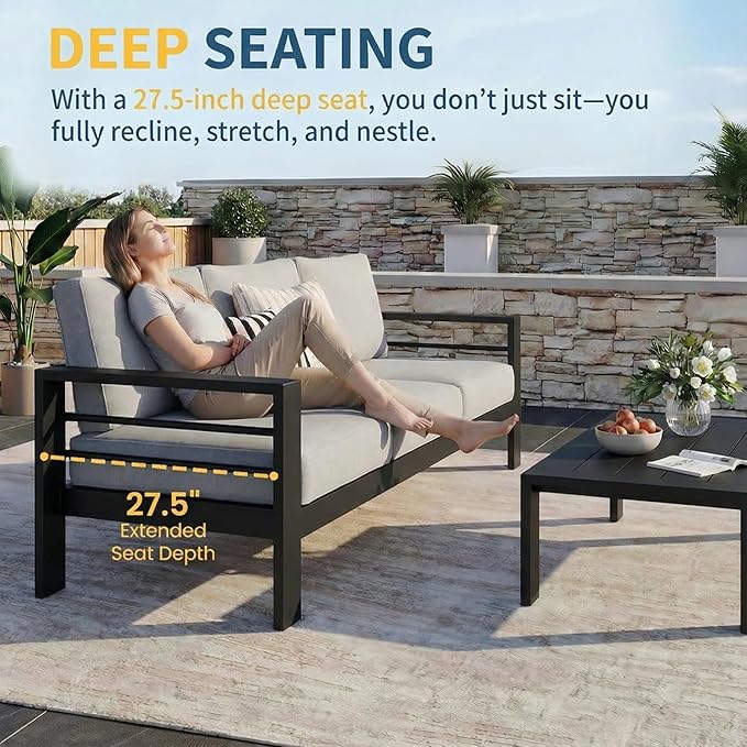 Solaste Aluminum Patio Furniture Set for All Weather, Oversized Metal Outdoor...