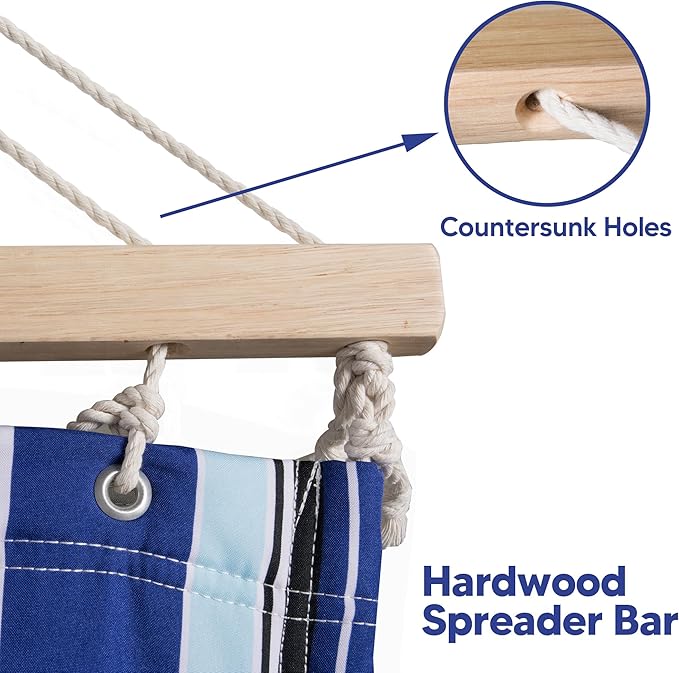 SUNCREAT Hammocks Quilted Fabric Hammock, Double Hammock with Spreader Bar, S...