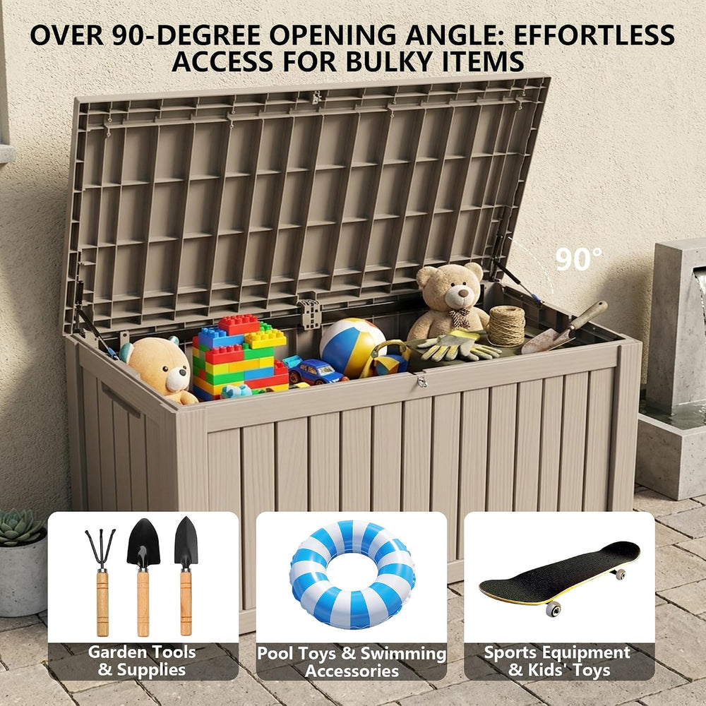 Outdoor Storage Box, 150 Gallon Waterproof Deck Box [Upgraded 3.1], Large Res...