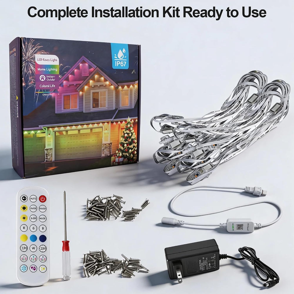 100FT Smart Permanent Outdoor Lights Eaves String | IP67 waterproof, APP &amp...
