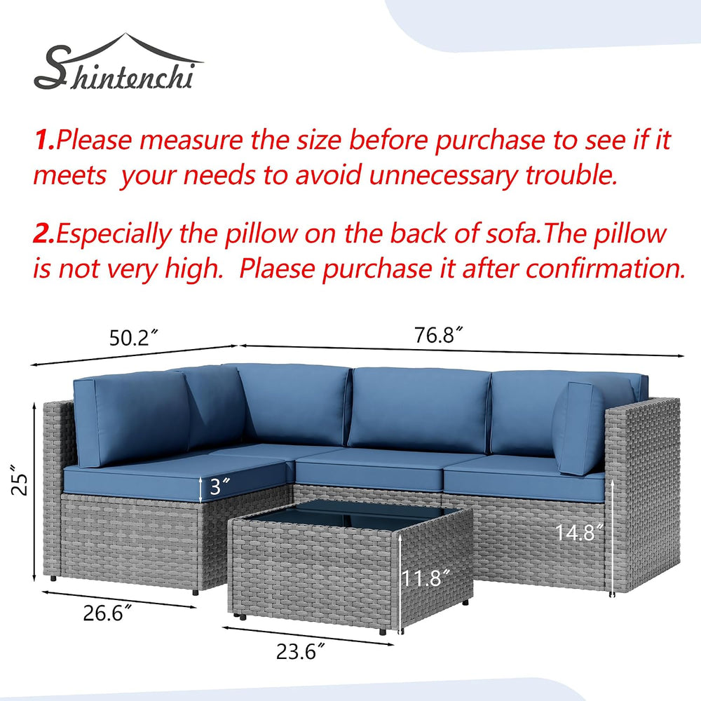 Patio Furniture Sets, 5 Piece Outdoor Sectional Sofas, Wicker Rattan Outdoor ...