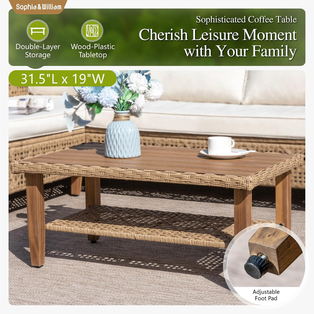 Sophia & William Wicker Patio Furniture Set, L-Shaped Outdoor Sectional