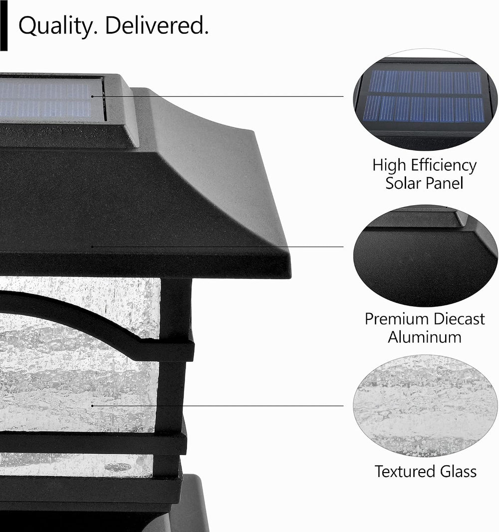 Davinci Lighting Premium Solar Outdoor Post Cap Lights - 4x4 5x5 6x6 - Bright...