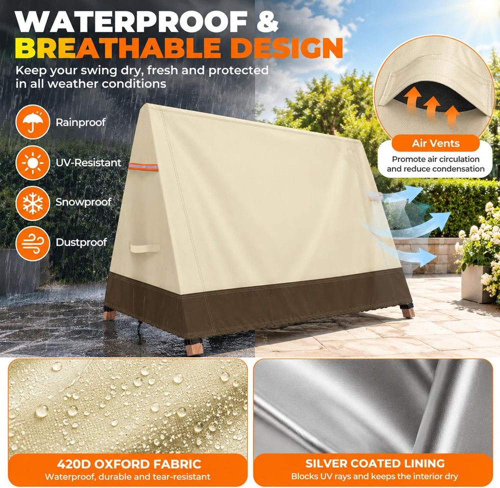 Porch Swing Covers Waterproof, Heavy Duty A Frame Swing Canopy, 72x67x55