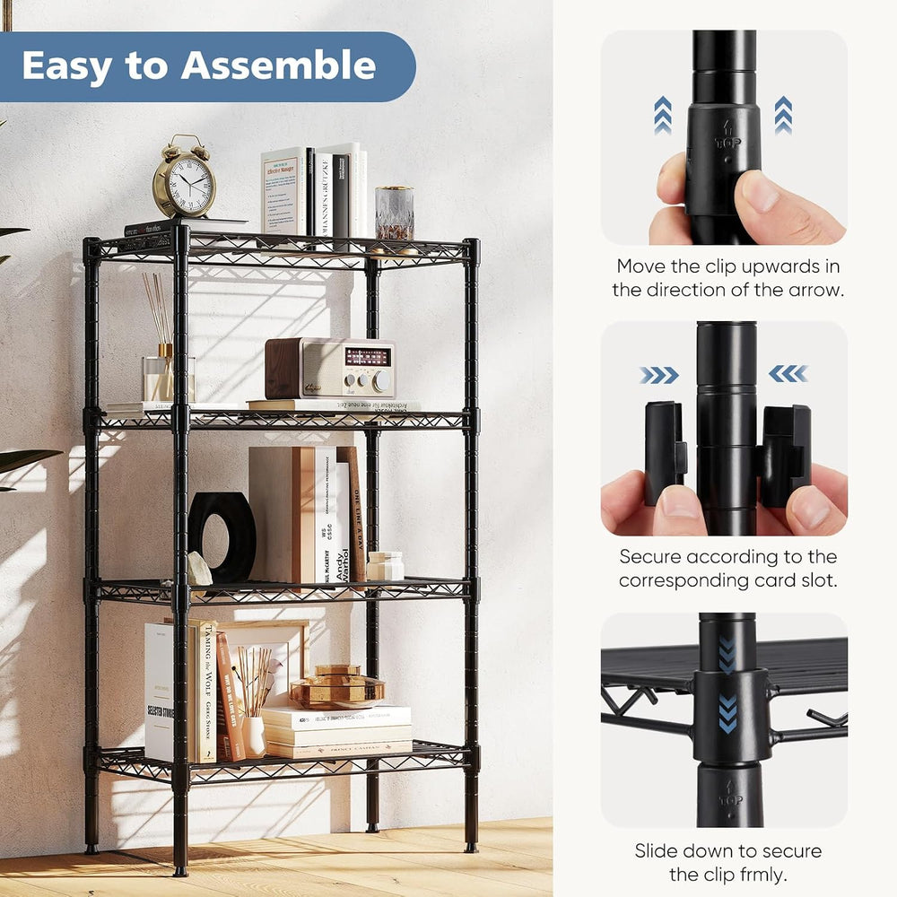 DUMOS 4-Tier Metal Storage Shelves, Shelving Unit, Storage Rack, 23.3" W