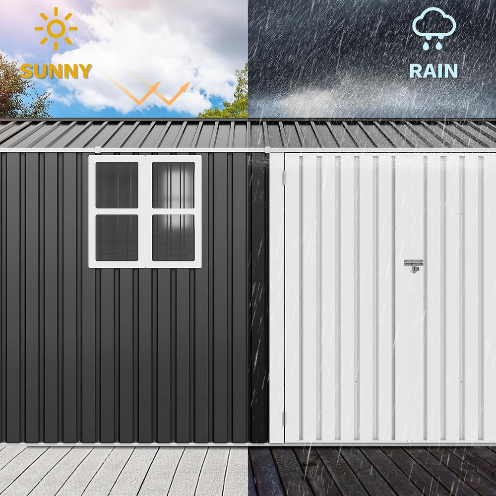 DWVO 12x8ft Large Outdoor Storage Shed with Window & Lockable Doors