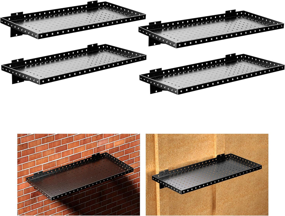 Garage Wall Shelving 4-Pack, 24"x12" Wall Mounted Shelves, Black