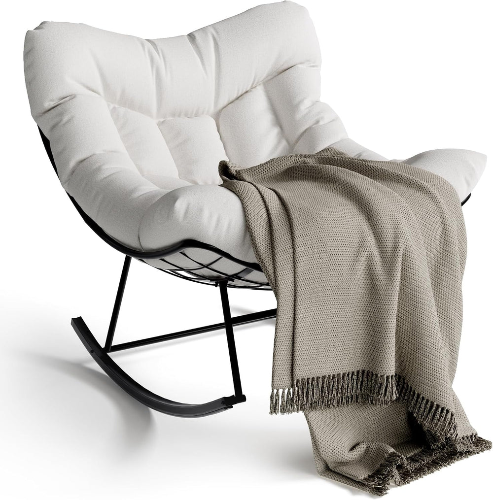 GarveeLife Outdoor Papasan Rocking Chair for Balcony Backyard Porch Bedroom