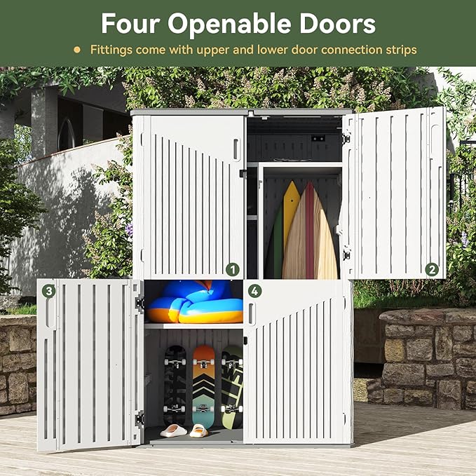 Aoxun Outdoor Resin Storage Shed with Metal Shelving Kit & Floor, 64 Cu.F...