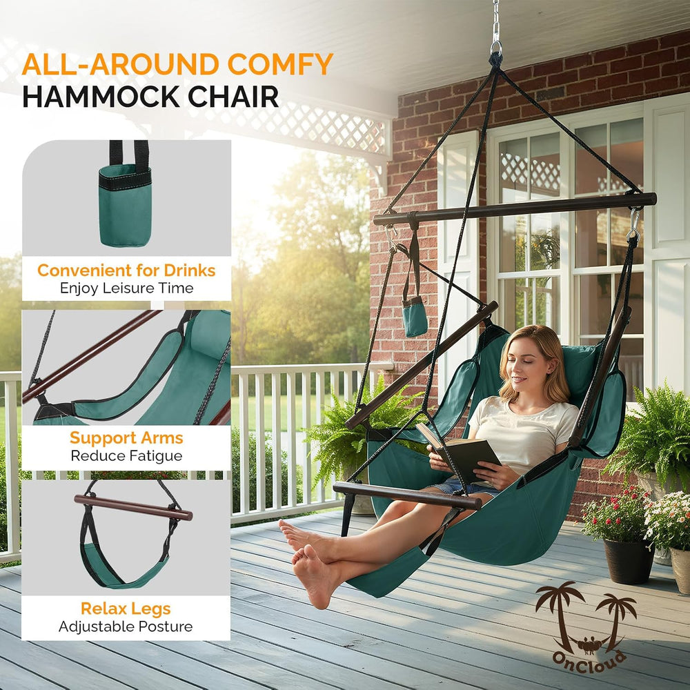 Upgraded Unique Hammock Hanging Sky Chair, Air Deluxe Swing Seat with Rope (G...