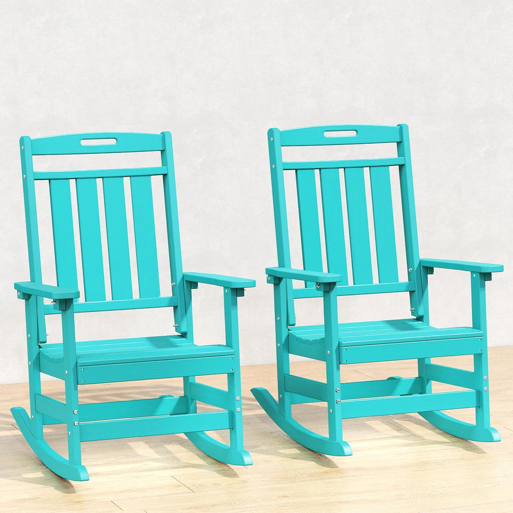 Plawdlik Outdoor Rocking Chair Set of 2, All-Weather Patio Rocker, Aruba