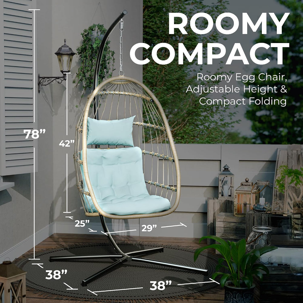 Econohome Hanging Egg Chair with Stand - Indoor/Outdoor Swing Hammock Chair w...