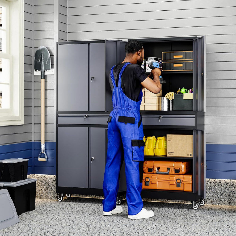 Yizosh Metal Garage Storage Cabinet with Locking Doors and Adjustable Shelves...