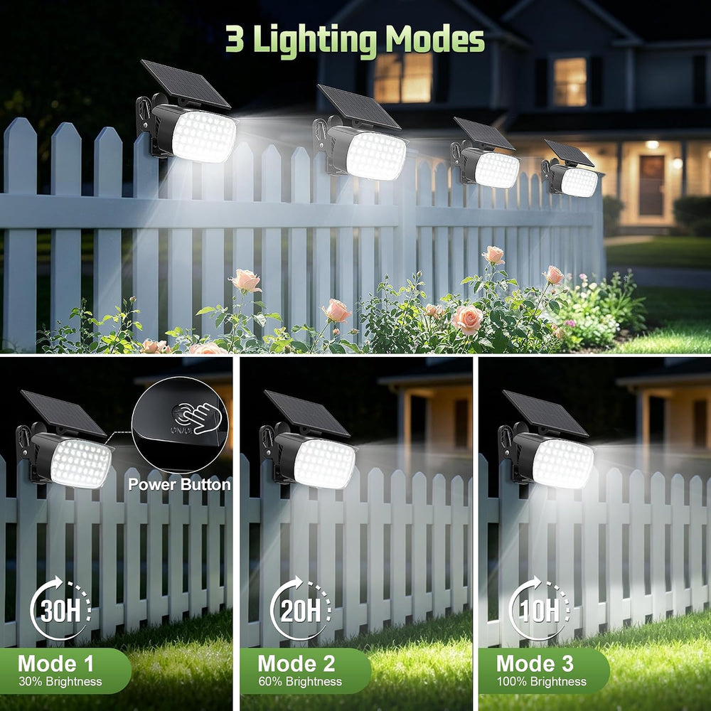 Clip On Solar Lights Outdoor, 120° Adjustable, 3-Mode Solar Fence Lights