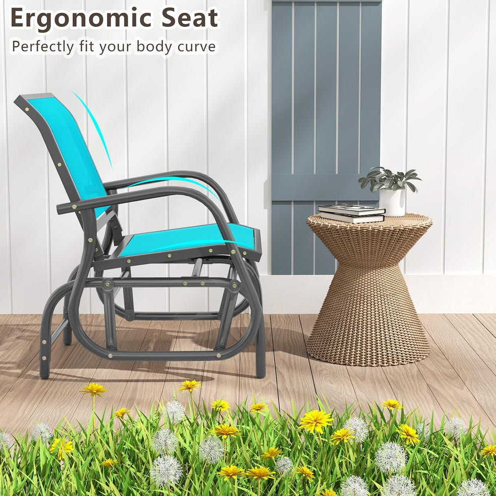 GIANTEX Outdoor Glider Chair, Patio Swing Chair w/Study Metal Frame