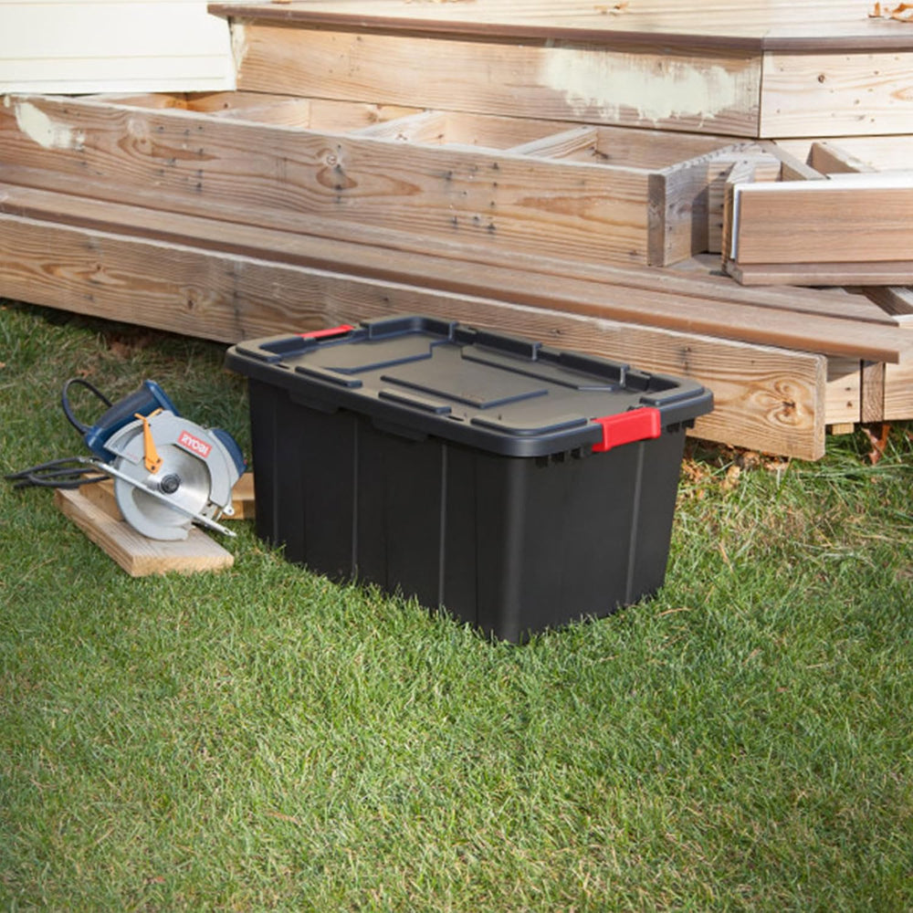 Sterilite Industrial Storage Tote with Lids for Garage, 27 Gallon, 4-Pack