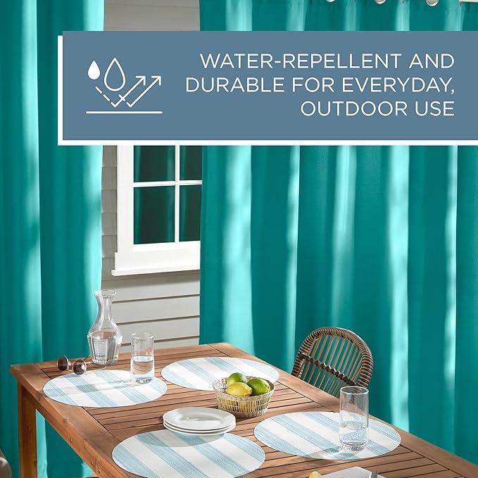 TOWN & COUNTRY BASICS Cabana Solid Heavyweight Indoor Outdoor Curtains, L...
