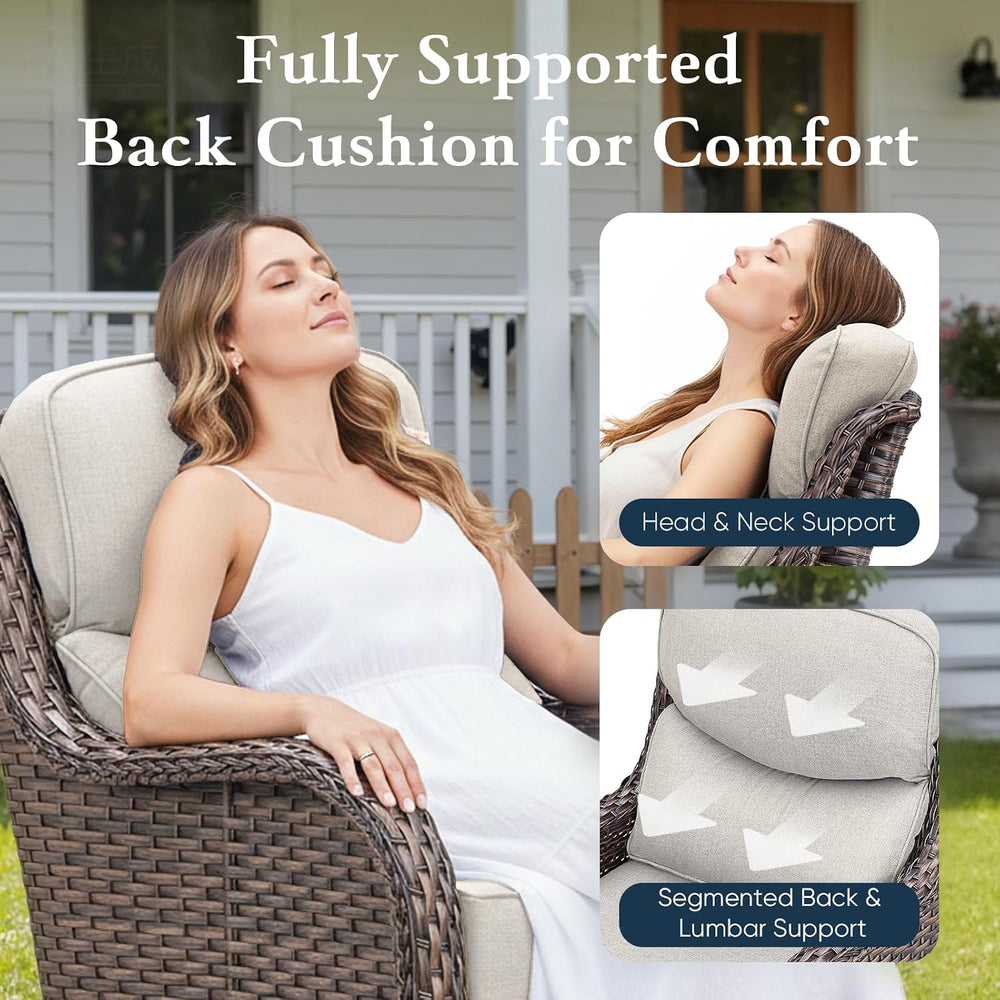 Belord Luxury 6" Thick Cushioned Outdoor Swivel Rocker Patio Chairs of 2...