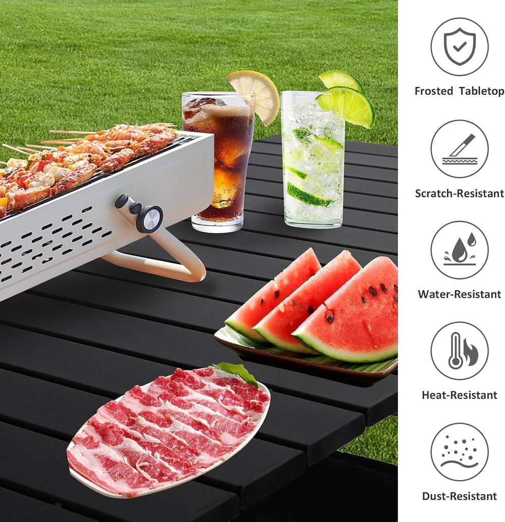 Moosinily Camping Table 4Ft Lightweight Metal Folding Picnic Camp Table Porta...