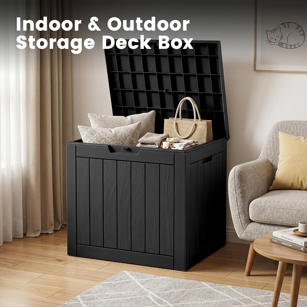 30 Gallon Outdoor Storage Box, Waterproof Resin Deck Box with Side Handles, L...