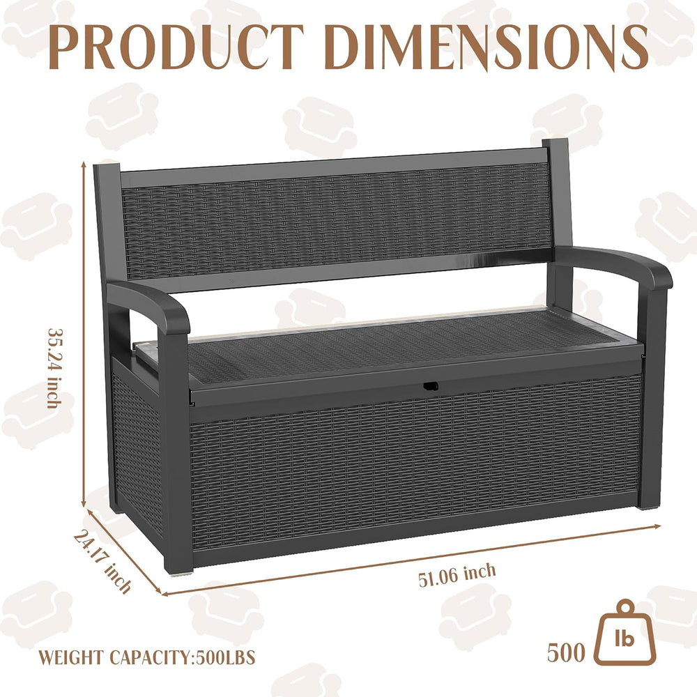 ROJIK 80 Gallon Storage Bench Deck Box Outdoor with Armrests, Resin Storage F...