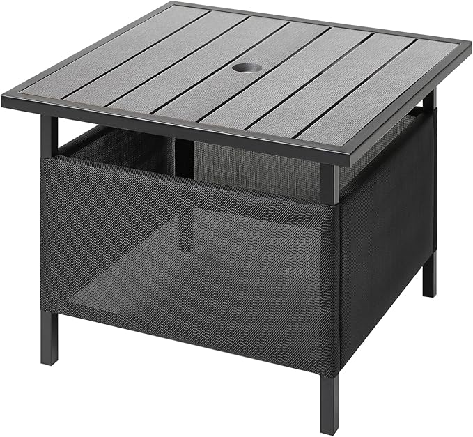 LZRS Adirondack Square Outdoor Side Table with Umbrella Hole, Pool Composite ...