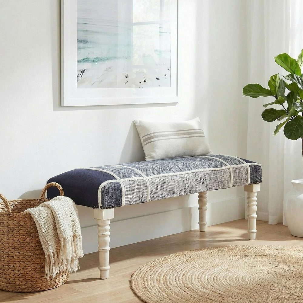 L. R. Resources, Inc. LR Home Navy Upholstered Bench for Bedroom End of Bed |...