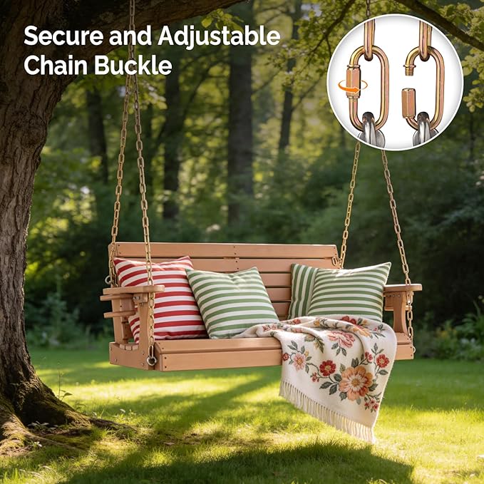 VINGLI Heavy Duty 1600 LBS HDPE Porch Swing Outdoor with Rotatable Cup Holder...