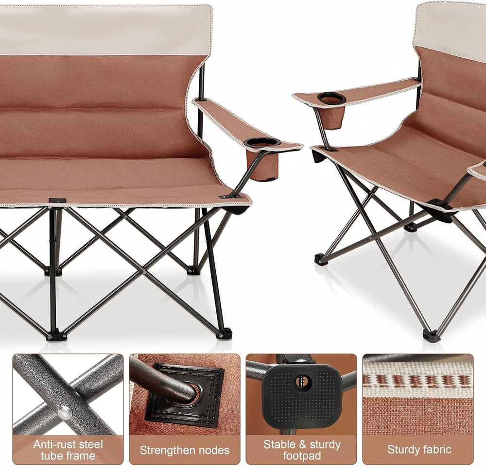 Camping Chair Set of 3, Outdoor Folding Camping Chairs for Heavy People with ...