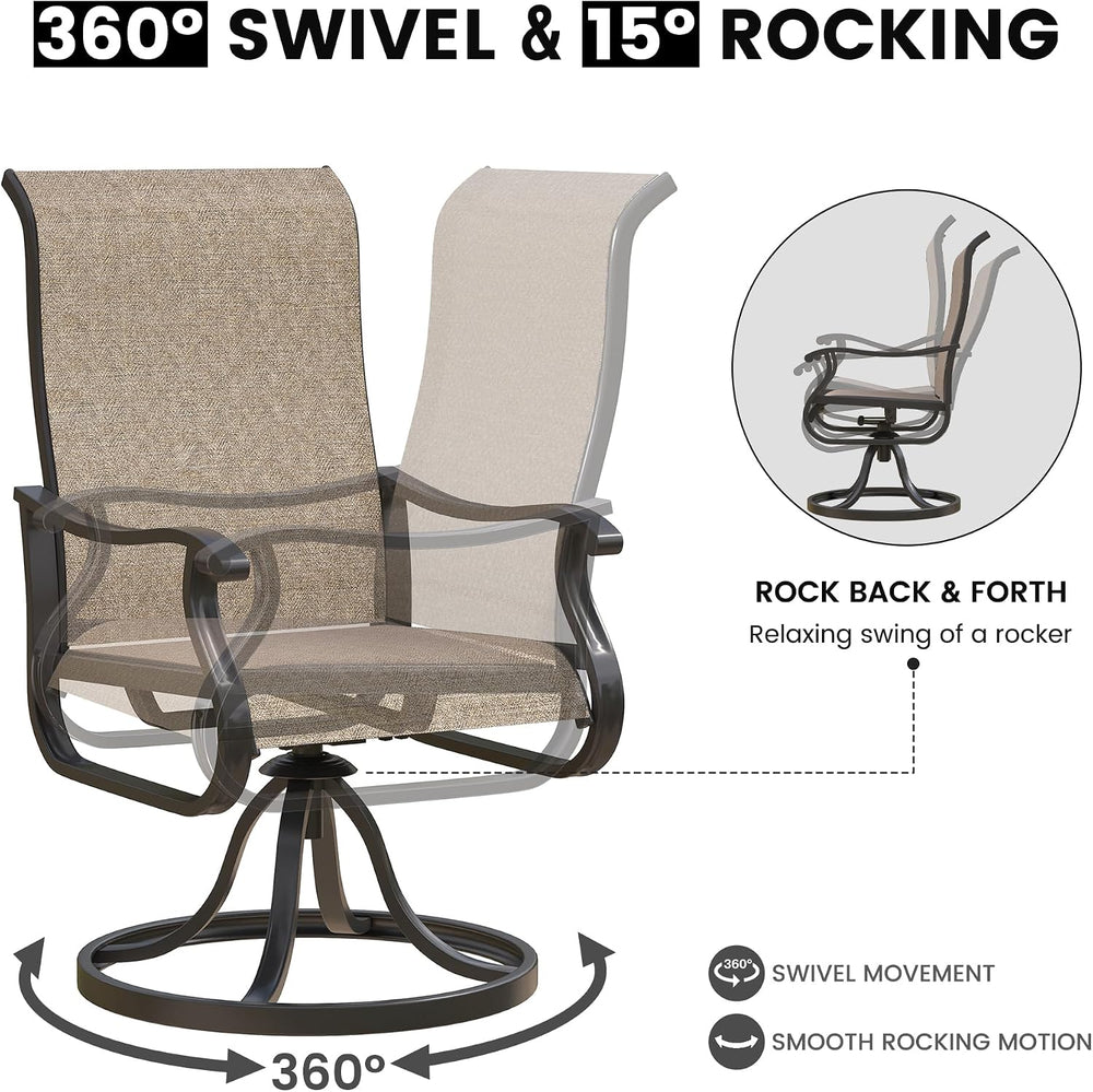 Patio Swivel Chairs Set of 2, Outdoor Rocking Dining Chairs with High Back