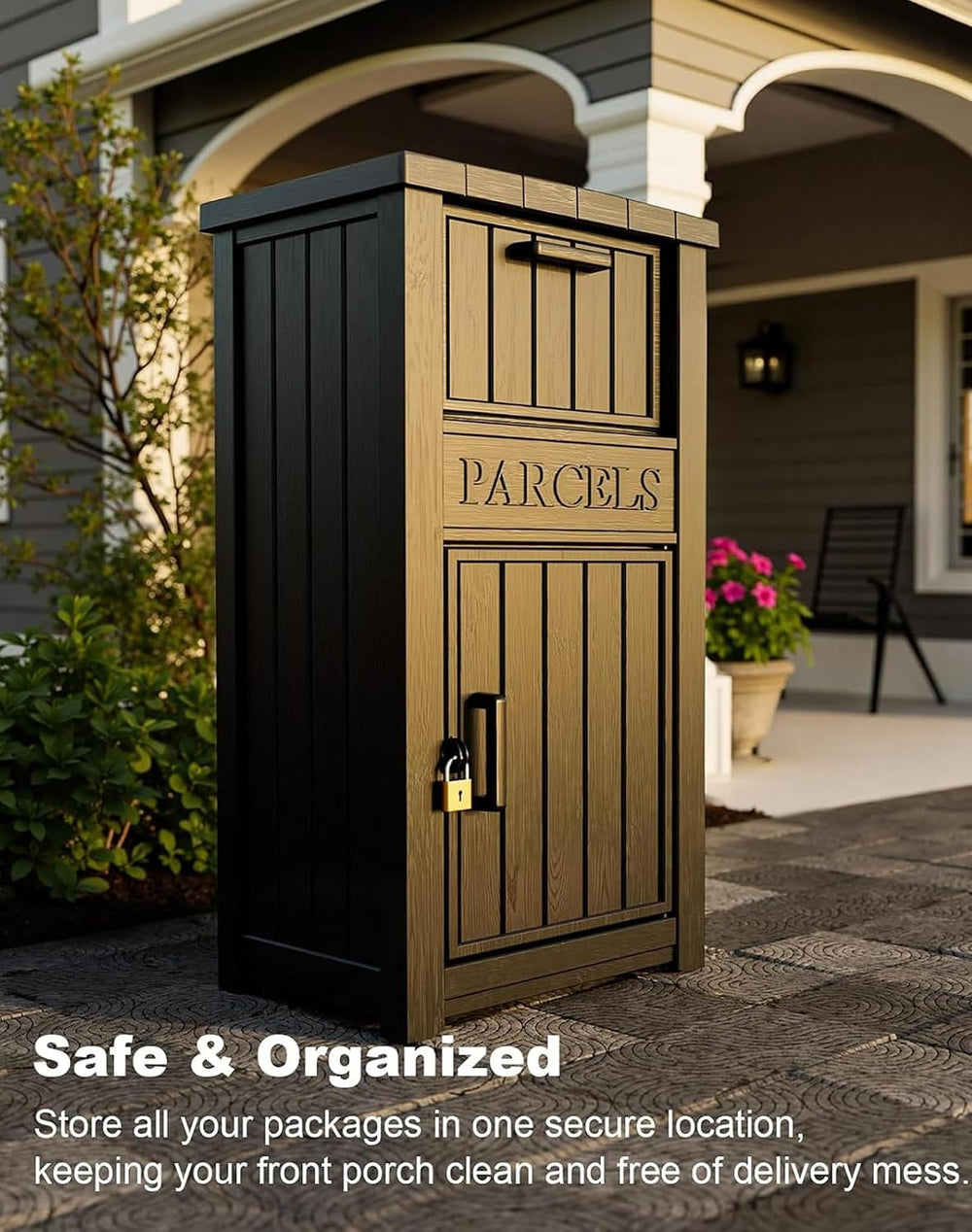 Package Delivery Box for Outside, Large Parcel Drop Box with Lockable Secure,...