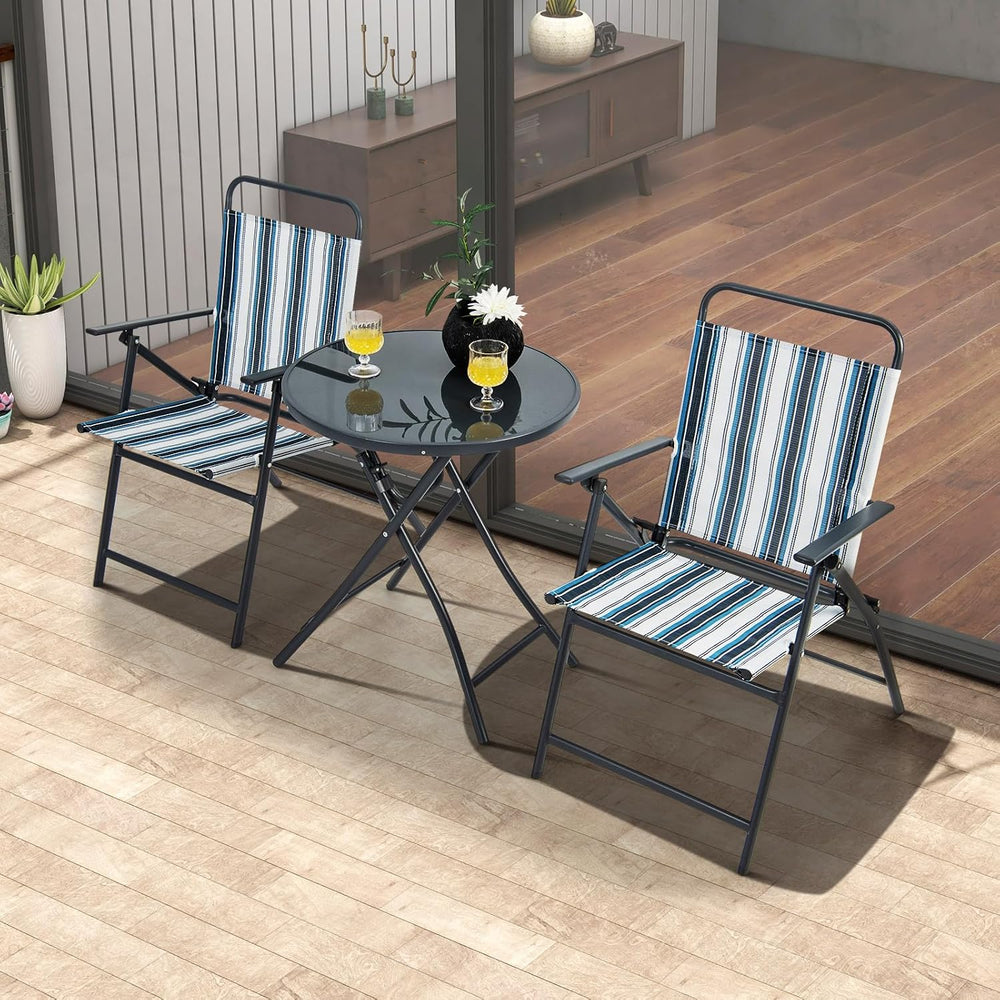 Tangkula 3 Piece Patio Folding Table & Chairs, Portable Patio Dining Set