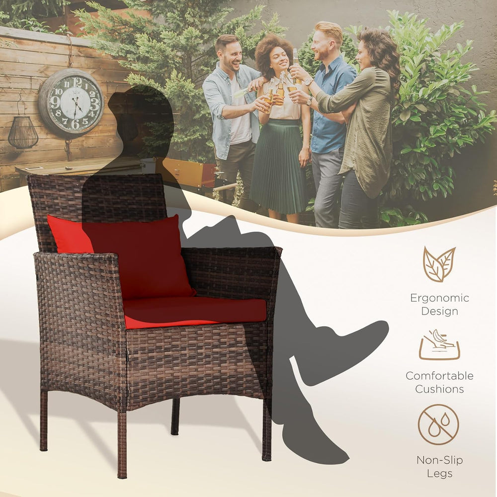 3 Piece Patio Conversation Bistro Set, Porch Balcony Furniture Set Outdoor Ch...