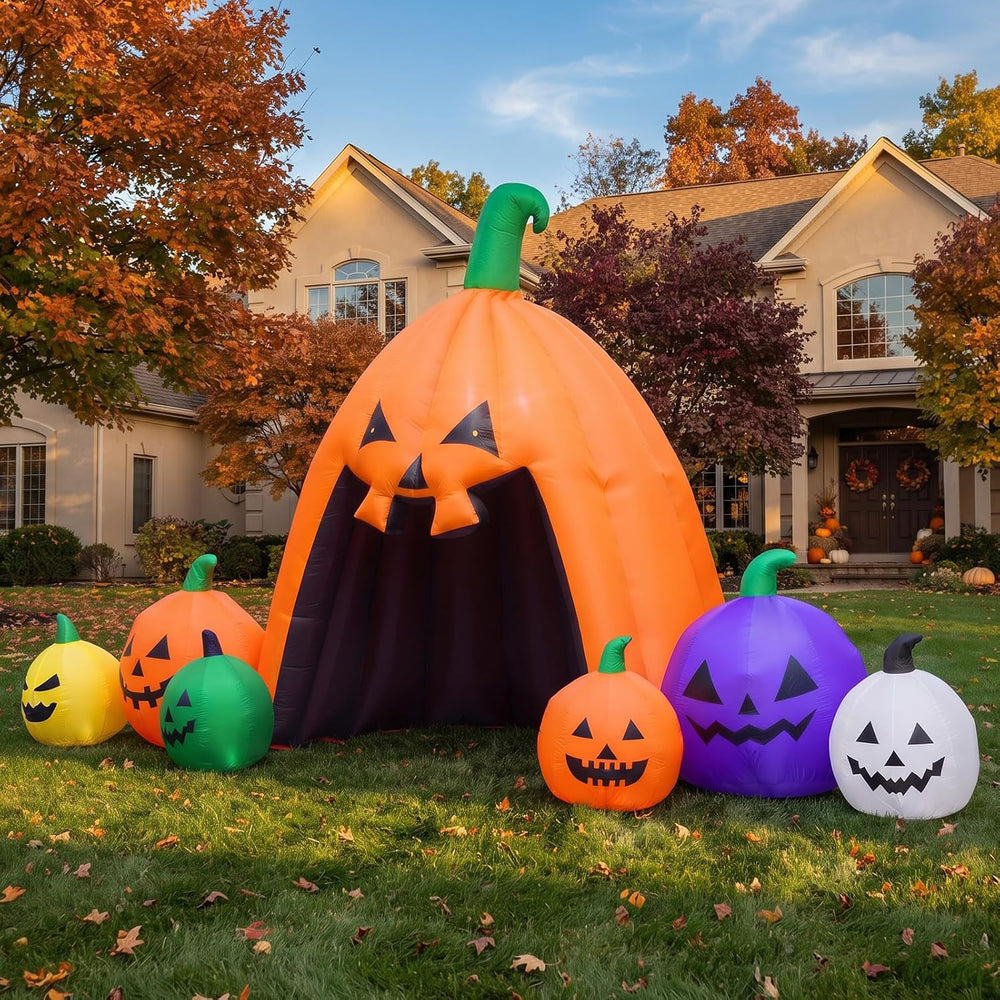 MGparty 14.5FT Halloween Inflatable Walk-in Pumpkin House with LED Lights