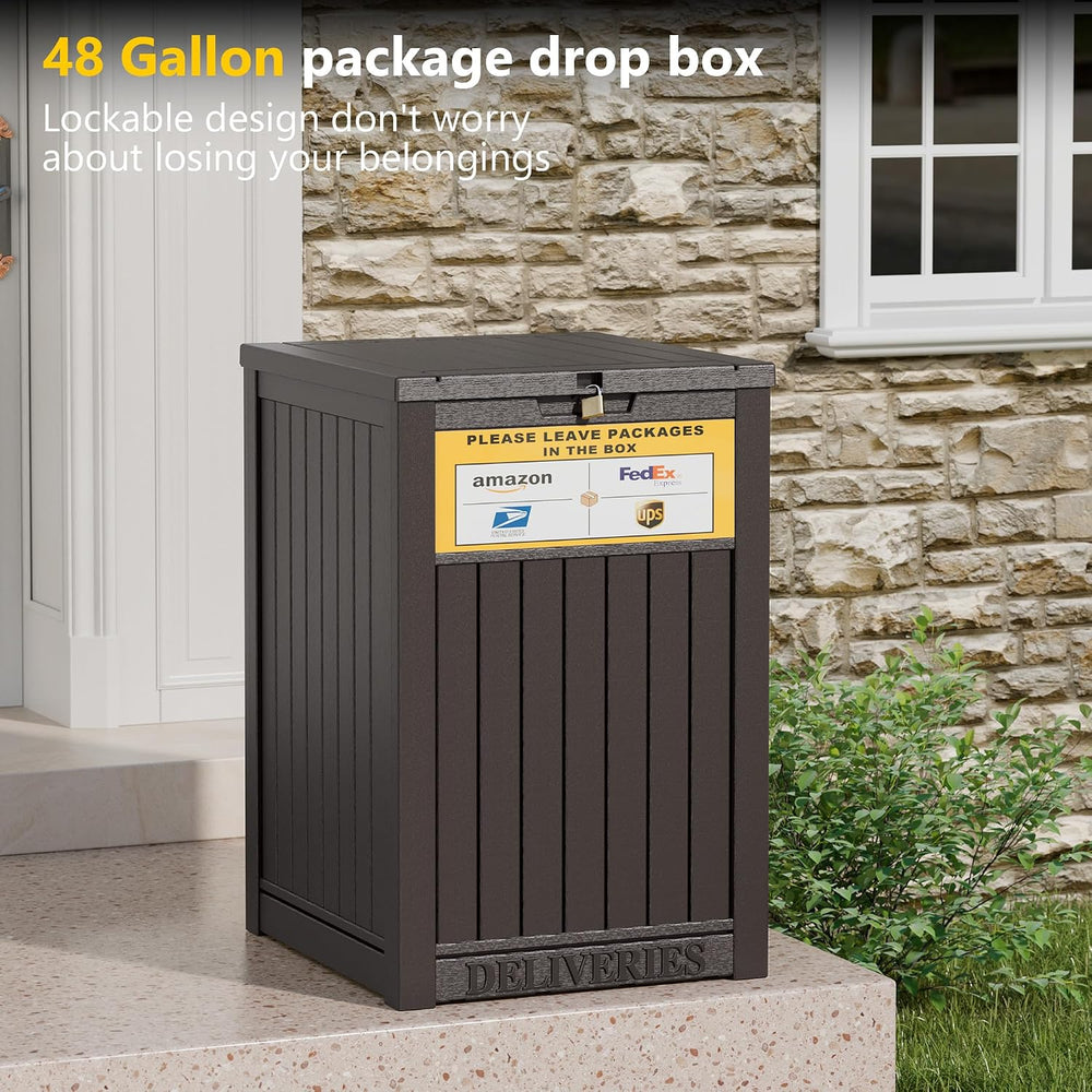 LHBGO Package Delivery Box for Outside, with Delivery Sign 48 Gallon Storage ...