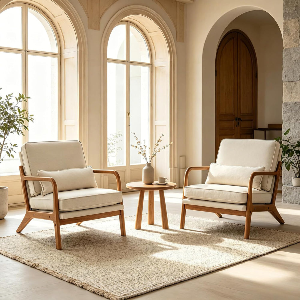 Karl home Mid-Century Modern Accent Reading Chair, Beige
