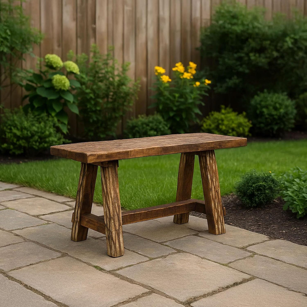 The Urban Port Wooden Garden Patio Bench, Cappuccino Brown