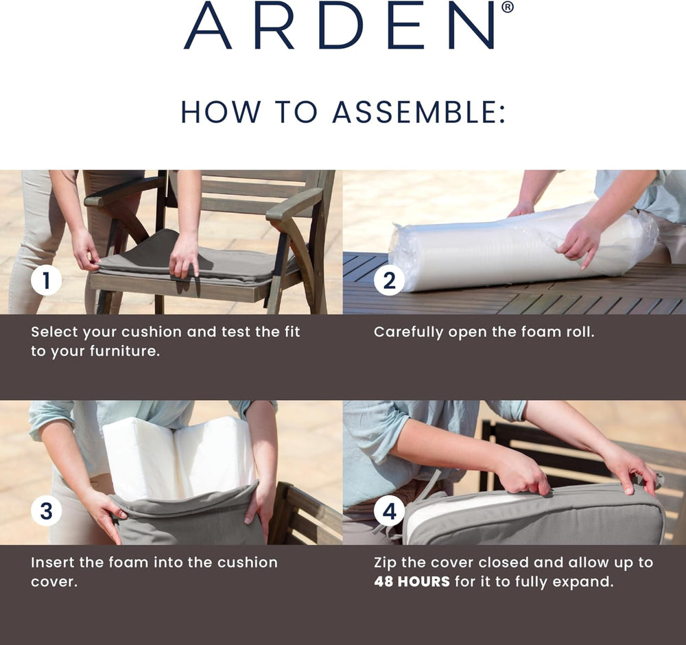 Arden Outdoor Bench Cushion, Foam, 48x18, Black Jacobean