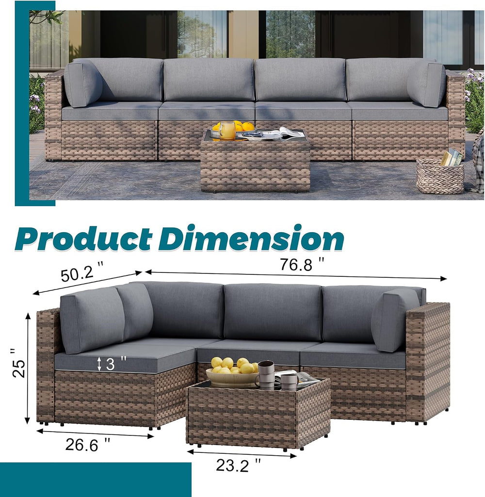 SUNLEI 8 PCS Patio Furniture Set with 45" 50000BTU Gas Propane Fire Pit ...