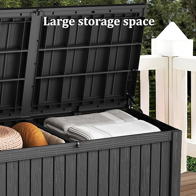 TARKARI 180 Gallon Lockable Resin Deck Box, Waterproof & UV-Resistant Out...