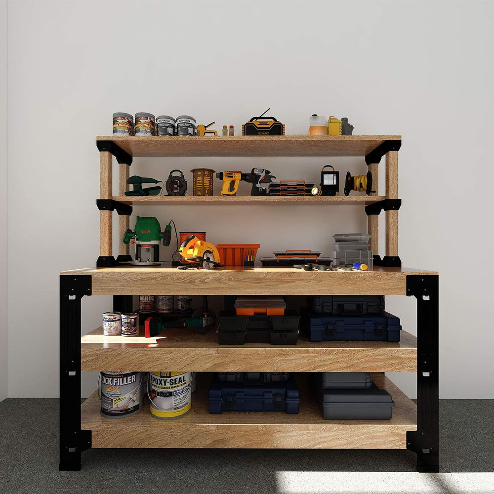 FLEXIMOUNTS Workbench Legs, Heavy Duty Workbench Kit with Shelf for DIY Custo...