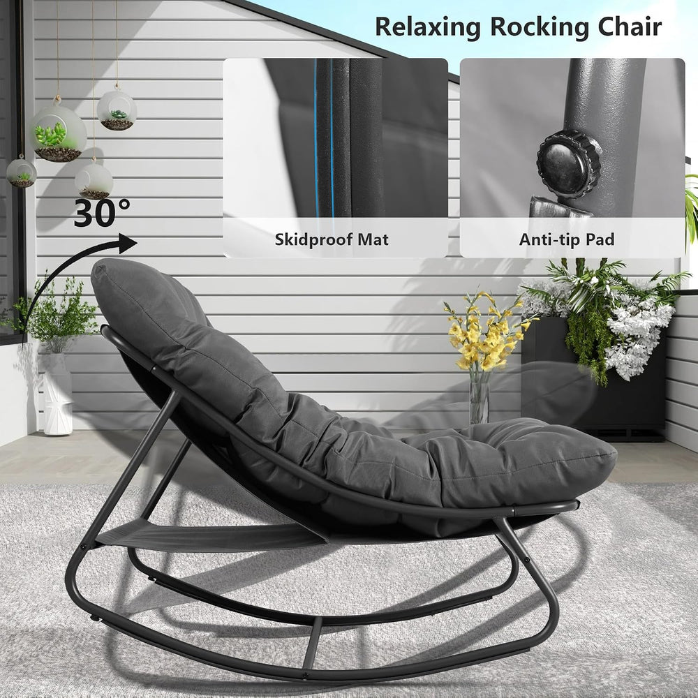 Outdoor & Indoor Oversized Rocking Chairs Set of 2 with Thick Cushions