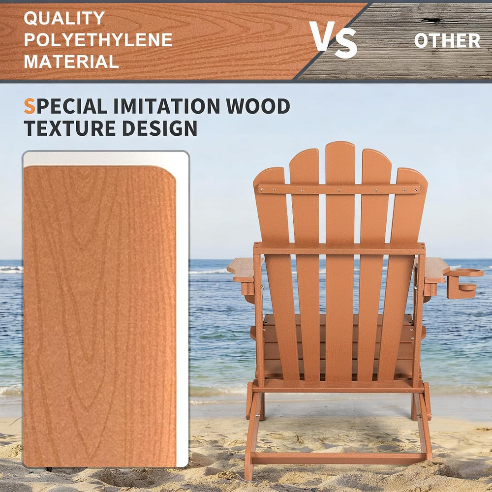 FUNBERRY Oversized Folding Adirondack Chair Set of 4, Fire Pit Chair 400LBS