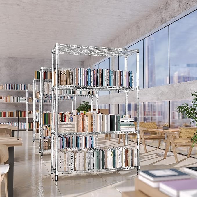 IZEUK 3400 LBS Garage Shelving Wide Storage Shelves 4 Tier Metal Shelves Heav...