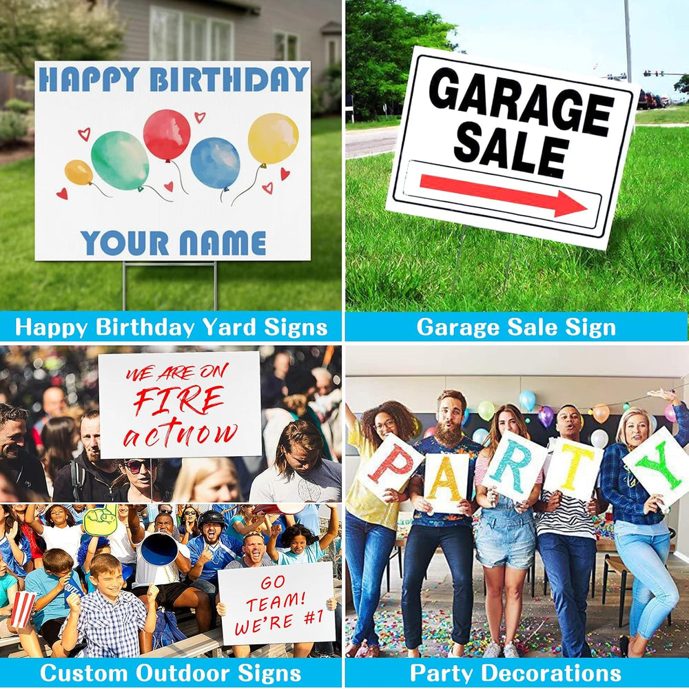 Blank Yard Signs with Stakes, Remiawy 10 Pack Lawn Signs Corrugated Plastic 1...