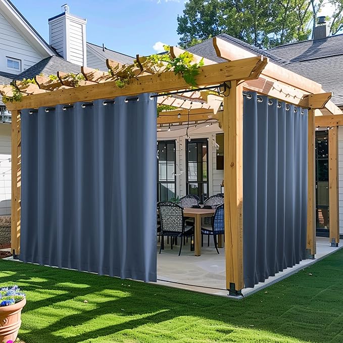 NICETOWN 2 Panels Outdoor Curtains for Patio Waterproof & Windproof, Extr...