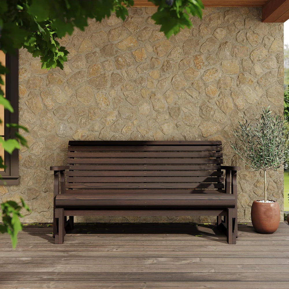 Amish Heavy Duty 800 Lb Roll Back Pressure Treated Porch Glider (6 Foot, Ceda...