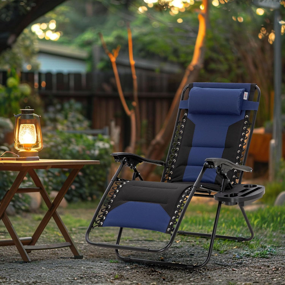 MAISON ARTS Foldable Zero Gravity Chair Set of 2, Cup Holder, 28" Seat B...