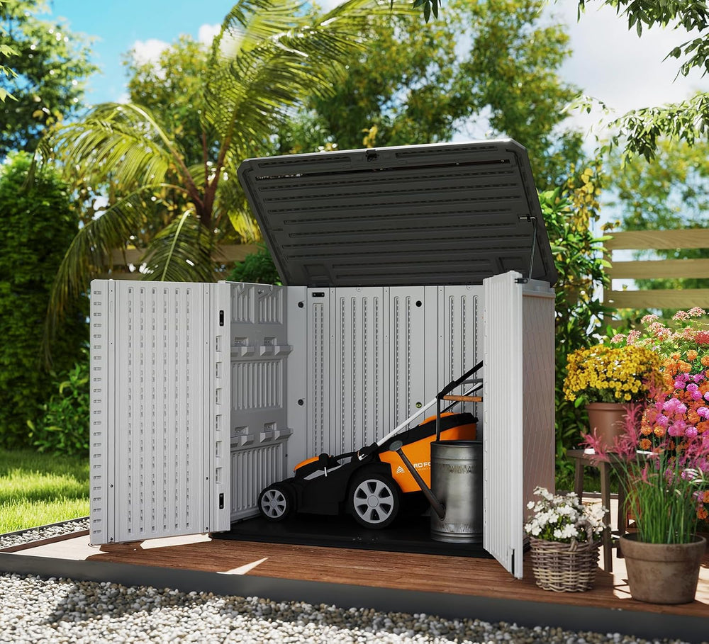 HOMSPARK Storage Shed Weather Resistance, Multi-Purpose Outdoor Storage Cabin...