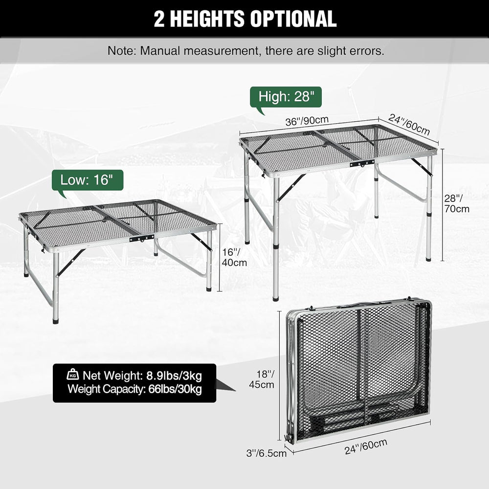 Portable Grill Table for Outside, Aluminum Folding Grill Stand Table for Outd...